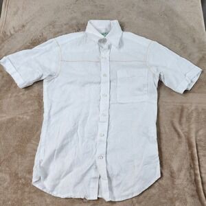 Inserch Collezione Linen Shirt button up Men small white short sleeve EUC
